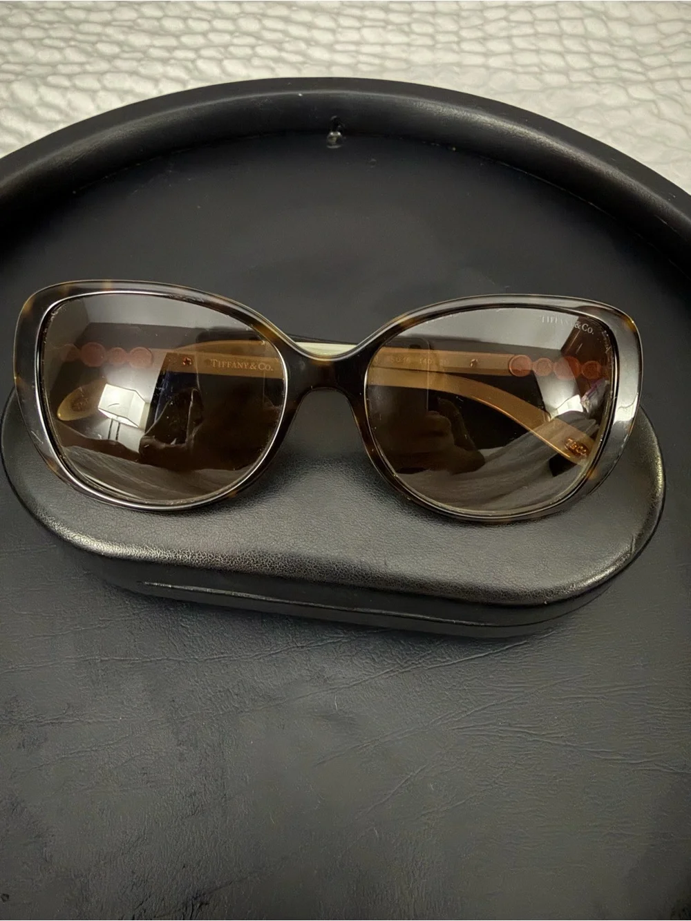 Tiffany & Co. Woman’s Brown and Tiffany Blue Crystal Accent Sunglasses